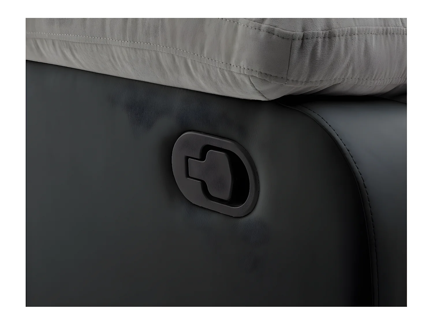 Canapé relax manuel 3 places avec 2 assises XXL Léo en microfibre et simili - Noir/Gris - L193 x P93 x H96cm - Loungitude