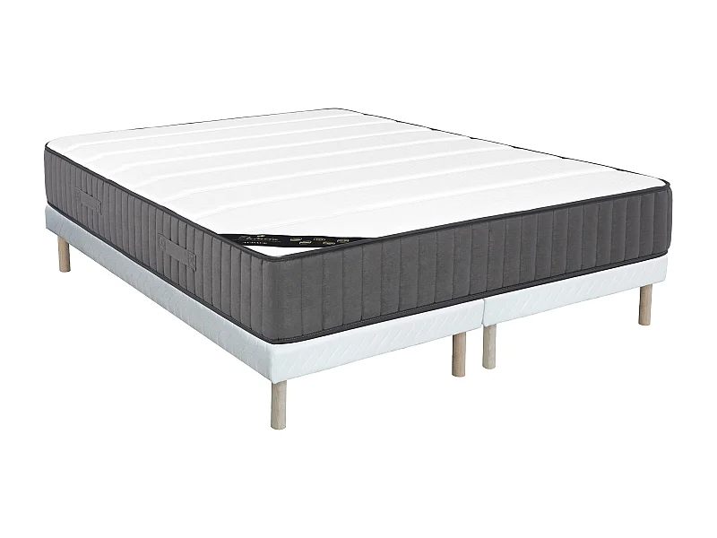 Ensemble 180 x 200 cm sommier + matelas hybride ressorts ensachés 7 zones et mousse haute résilience ép.26cm - AUDACE de PALACIO