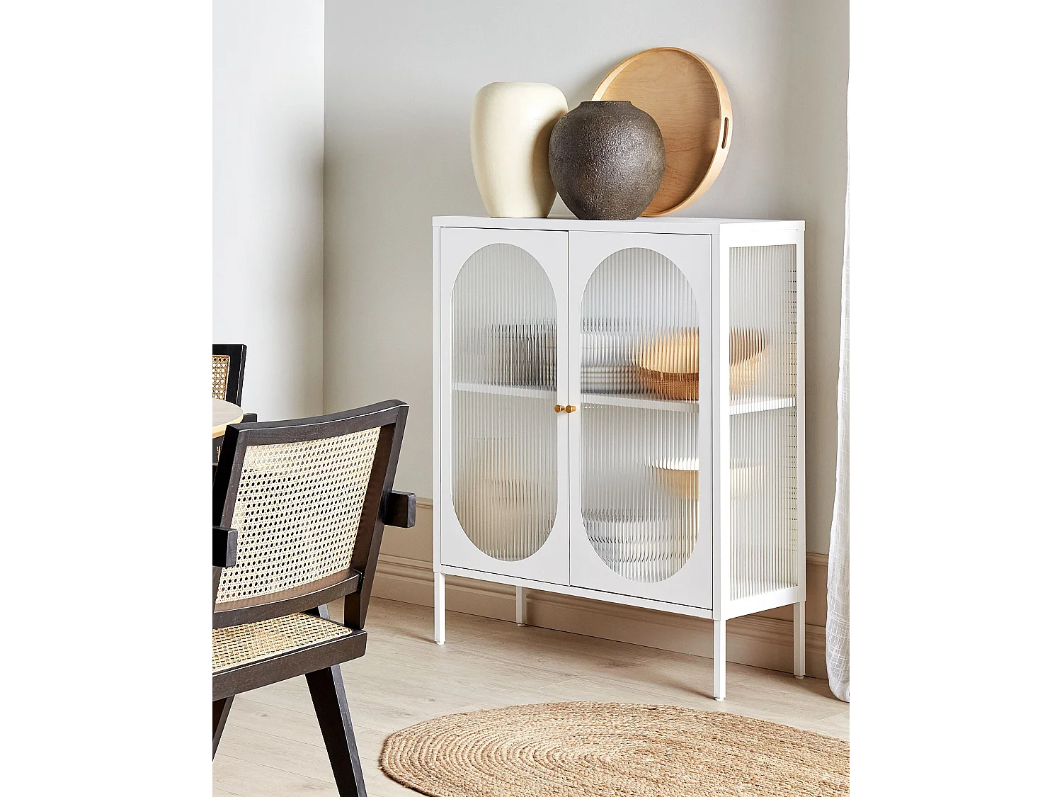 Glazen vitrinekast SARRE Metaal 90 cm Wit