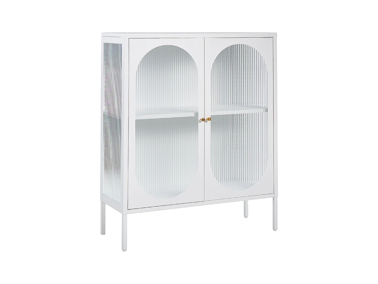 Buffet avec vitrine en verre SARRE Métal 90 cm Blanc