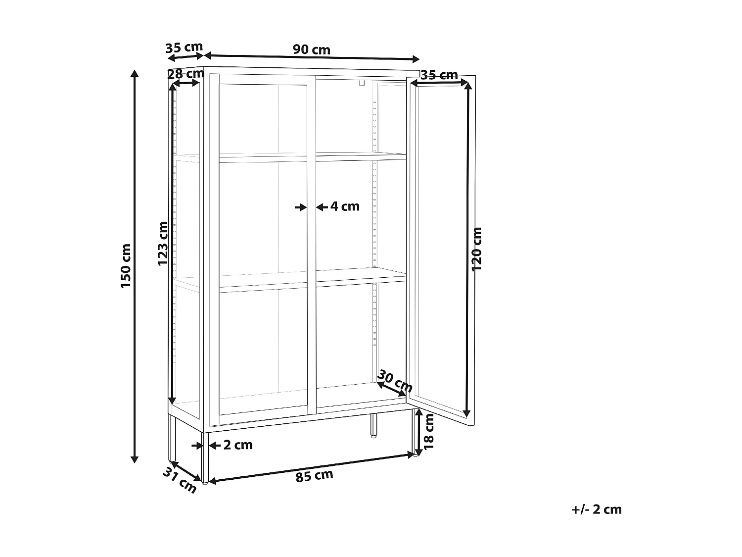 Vitrine en verre NASH Métal 90 cm Noir