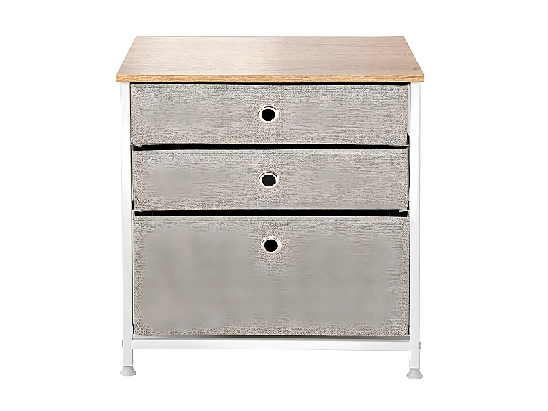 Commode 3 tiroirs en intissé clair - L48 cm