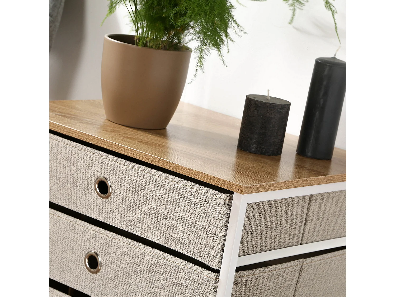 Commode 3 tiroirs en intissé clair - L48 cm