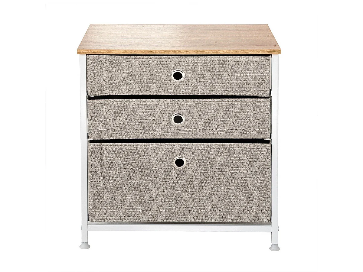 Commode 3 tiroirs en intissé clair - L48 cm