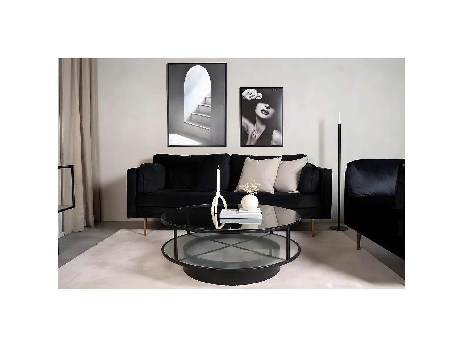 Table Basse Design en Verre "Falsterbo" 100cm Noir