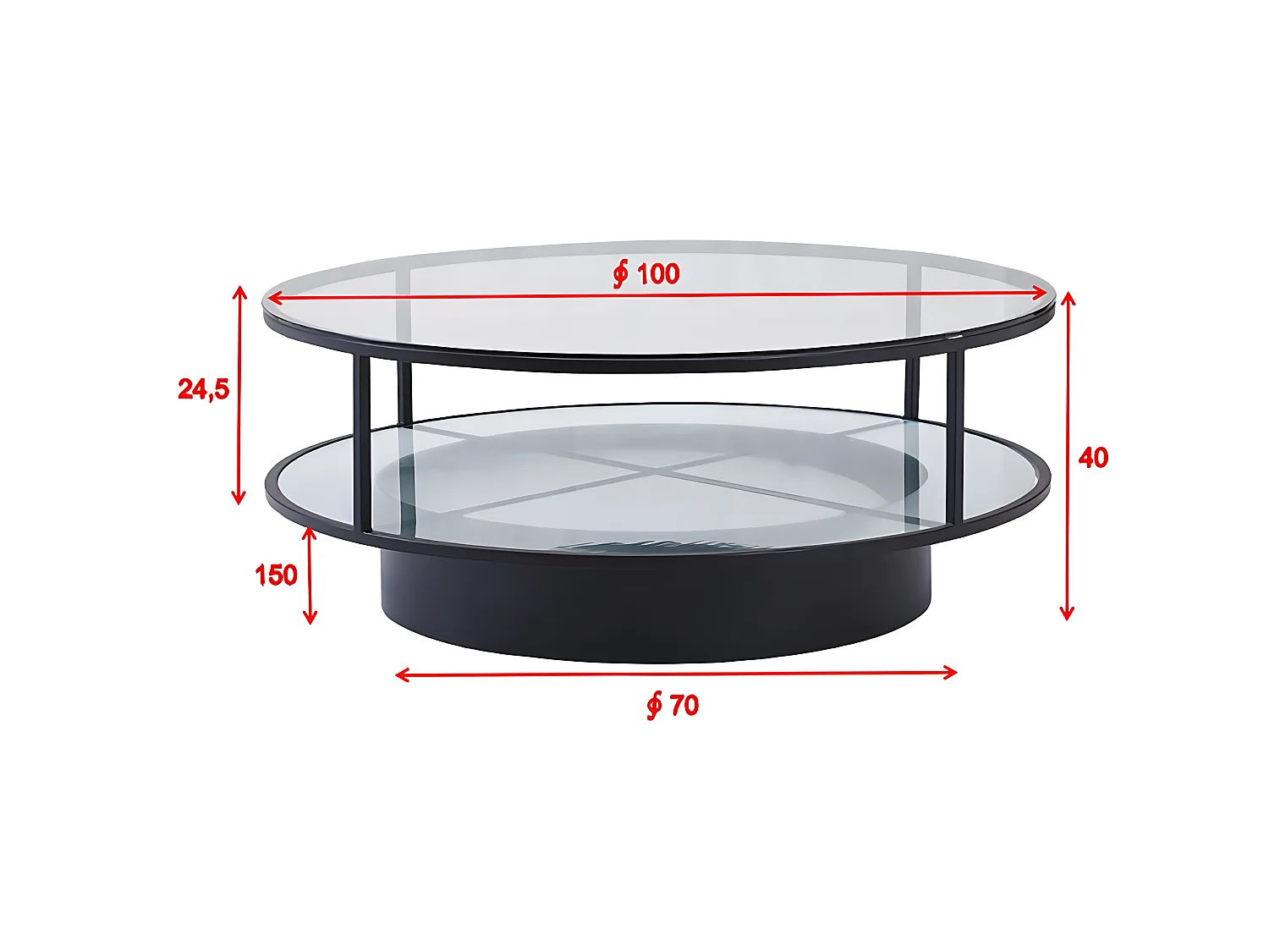 Table Basse Design en Verre "Falsterbo" 100cm Noir