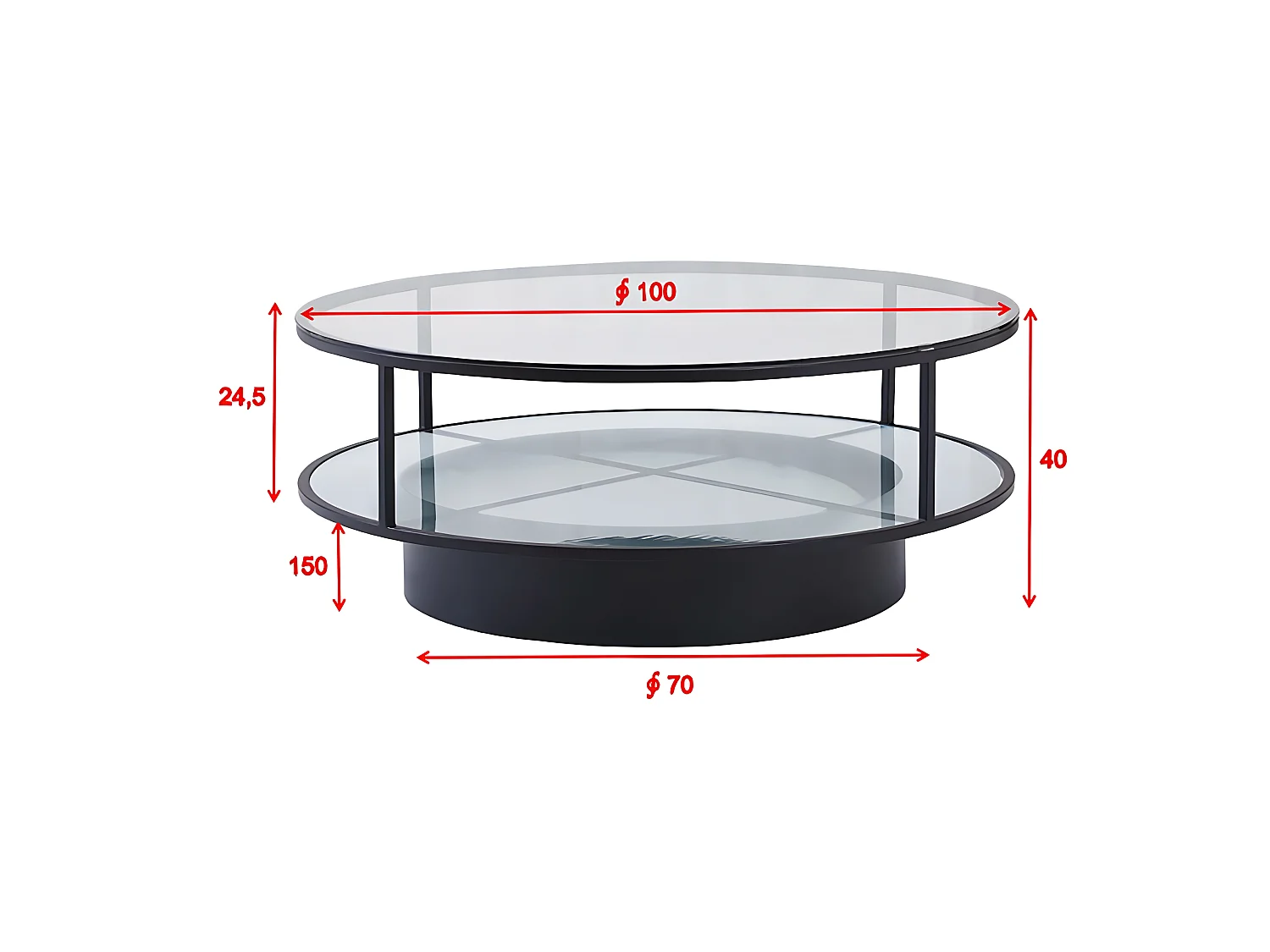 Table Basse Design en Verre "Falsterbo" 100cm Noir