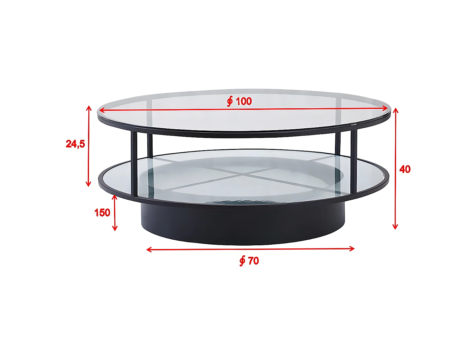 Table Basse Design en Verre "Falsterbo" 100cm Noir