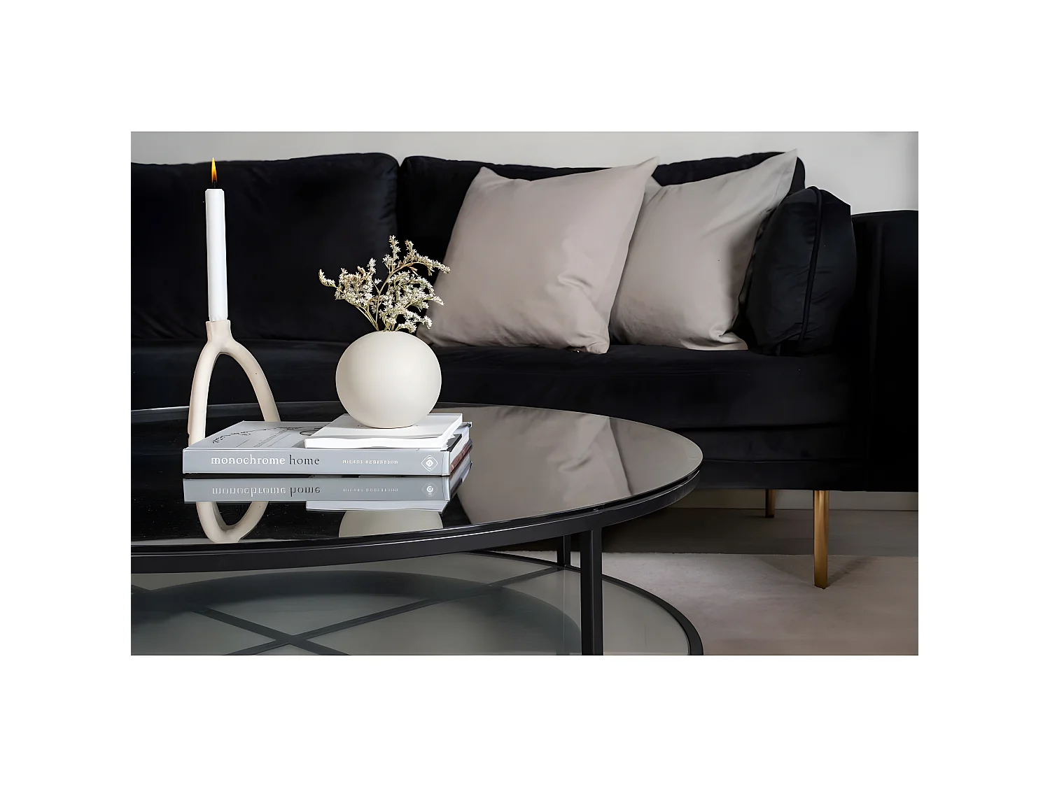 Table Basse Design en Verre "Falsterbo" 100cm Noir