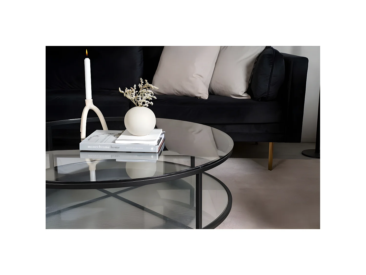 Table Basse Design en Verre "Falsterbo" 100cm Noir