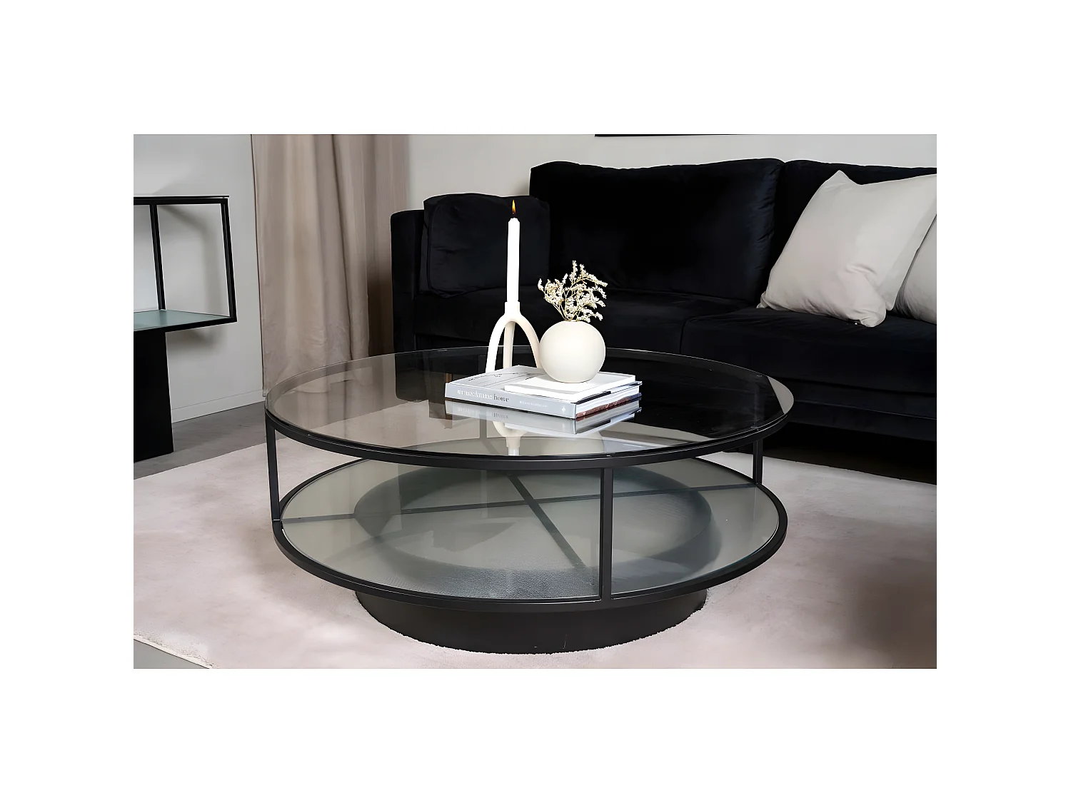 Table Basse Design en Verre "Falsterbo" 100cm Noir
