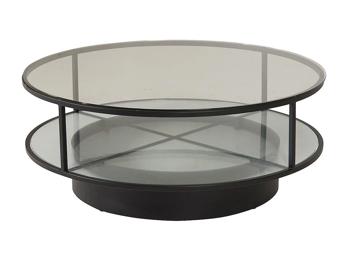 Falsterbo salontafel met plank Ø100 cm glas.