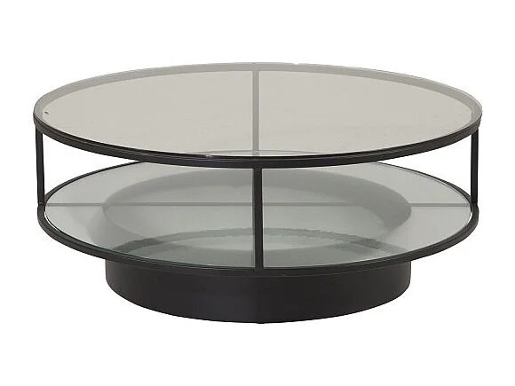 Falsterbo salontafel met plank Ø100 cm glas.