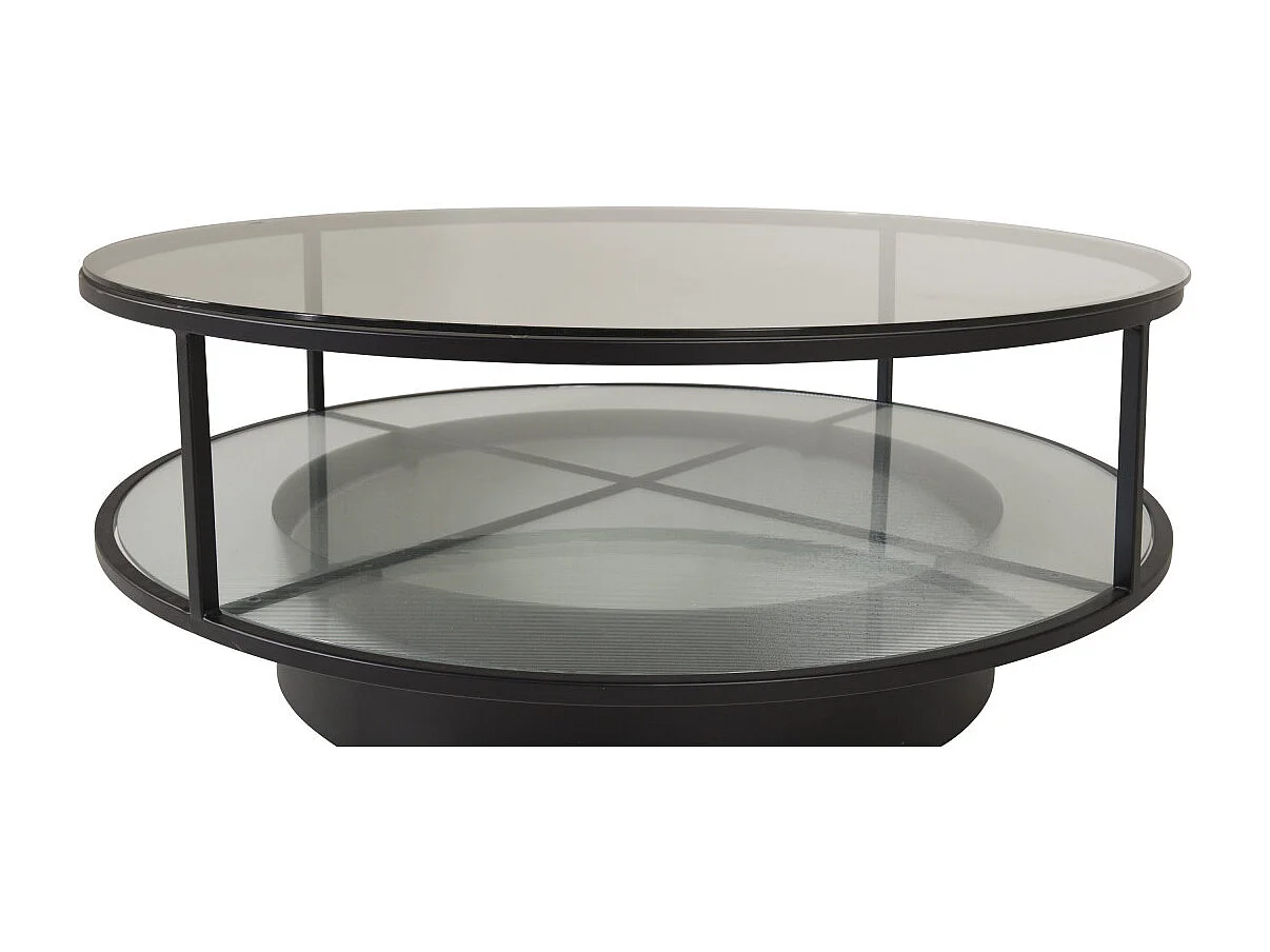 Falsterbo salontafel met plank Ø100 cm glas.