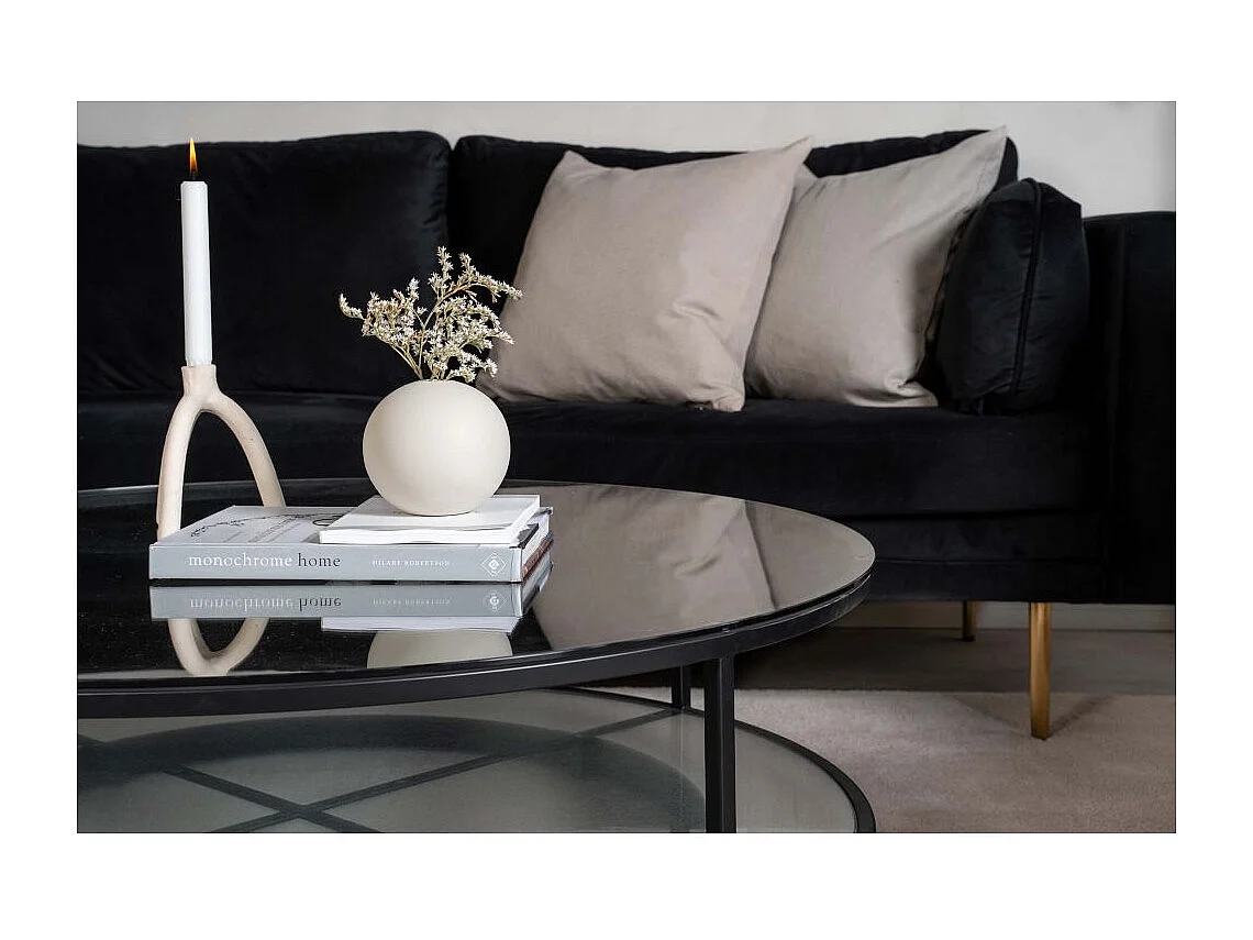 Falsterbo salontafel met plank Ø100 cm glas.