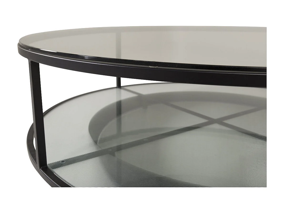 Falsterbo salontafel met plank Ø100 cm glas.