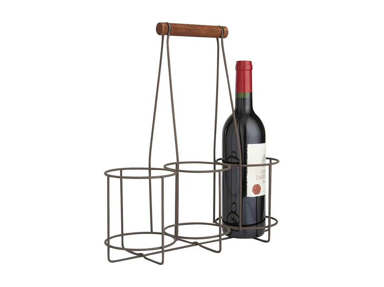Cesta de 3 botellas en metal envejecido 33 x 36 x 11 cm