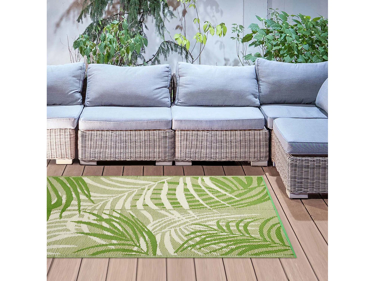 Gartenteppich aus Polypropylen Mit Dschungelblattmuster