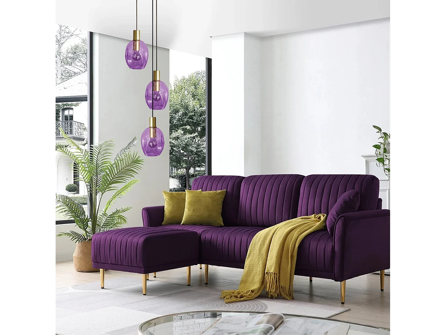 Suspensão TOSEL  VINGOLF vidro conjunto amarelo D60 x  H100  cm