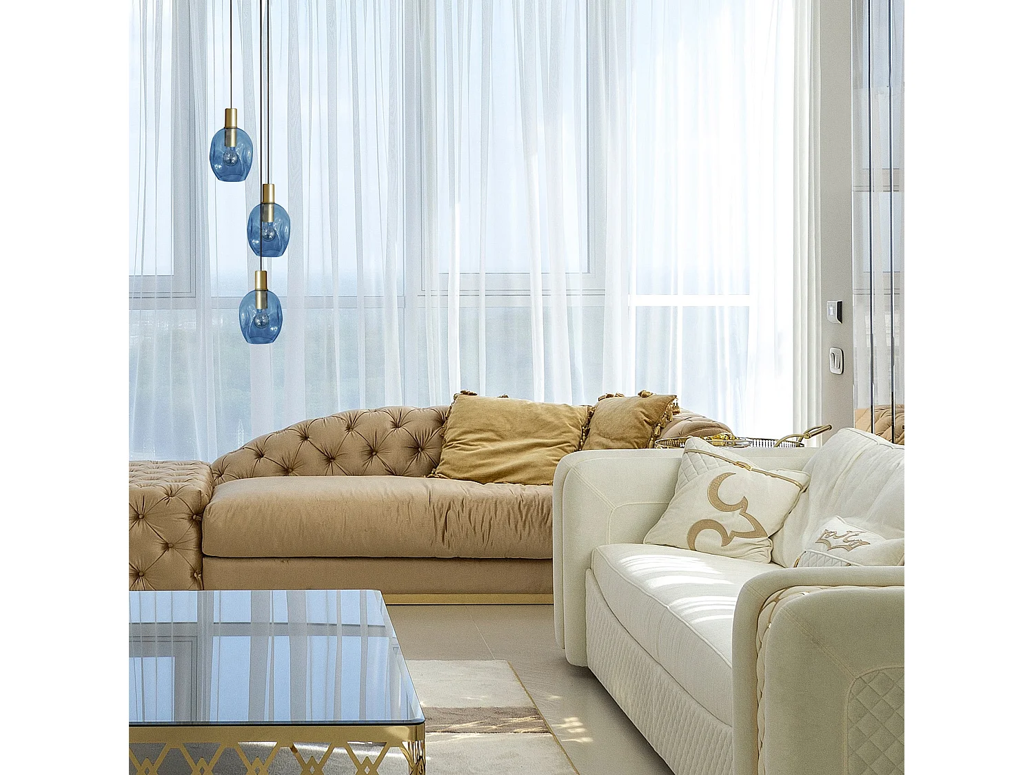 Suspensão TOSEL  VINGOLF vidro conjunto roxo D60 x  H100  cm