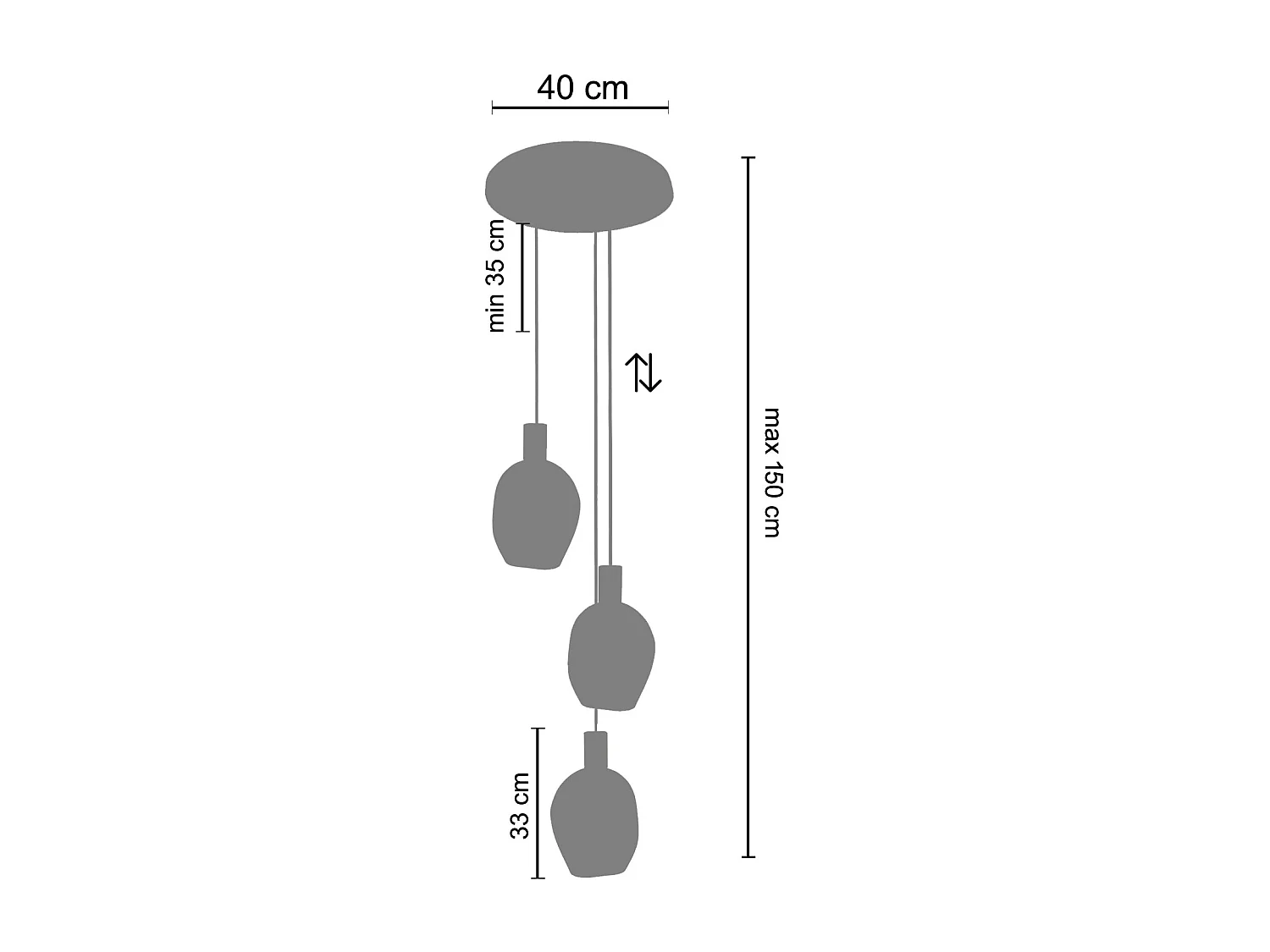 Suspensão TOSEL  VINGOLF vidro conjunto roxo D60 x  H100  cm