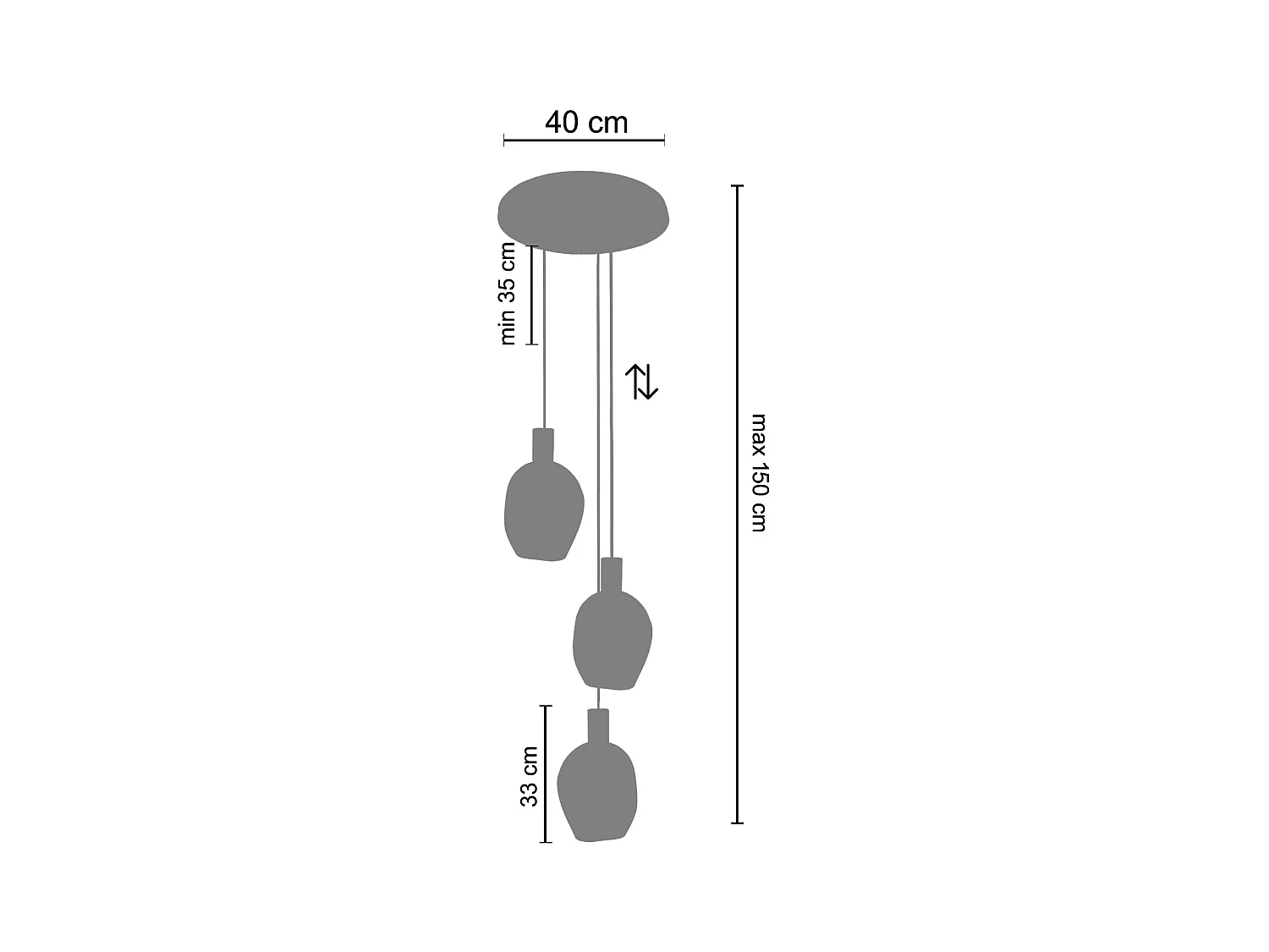 Lustre TOSEL ,métal,Gris , P 100xD60xD Hcm