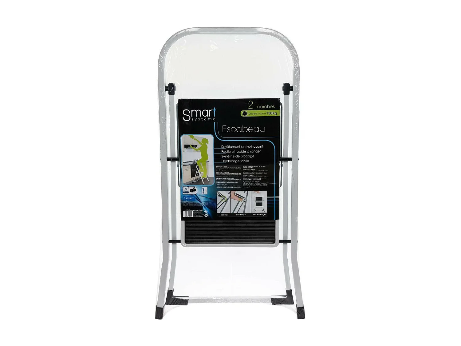 Escabeau 2 Marches en Métal 104cm Blanc