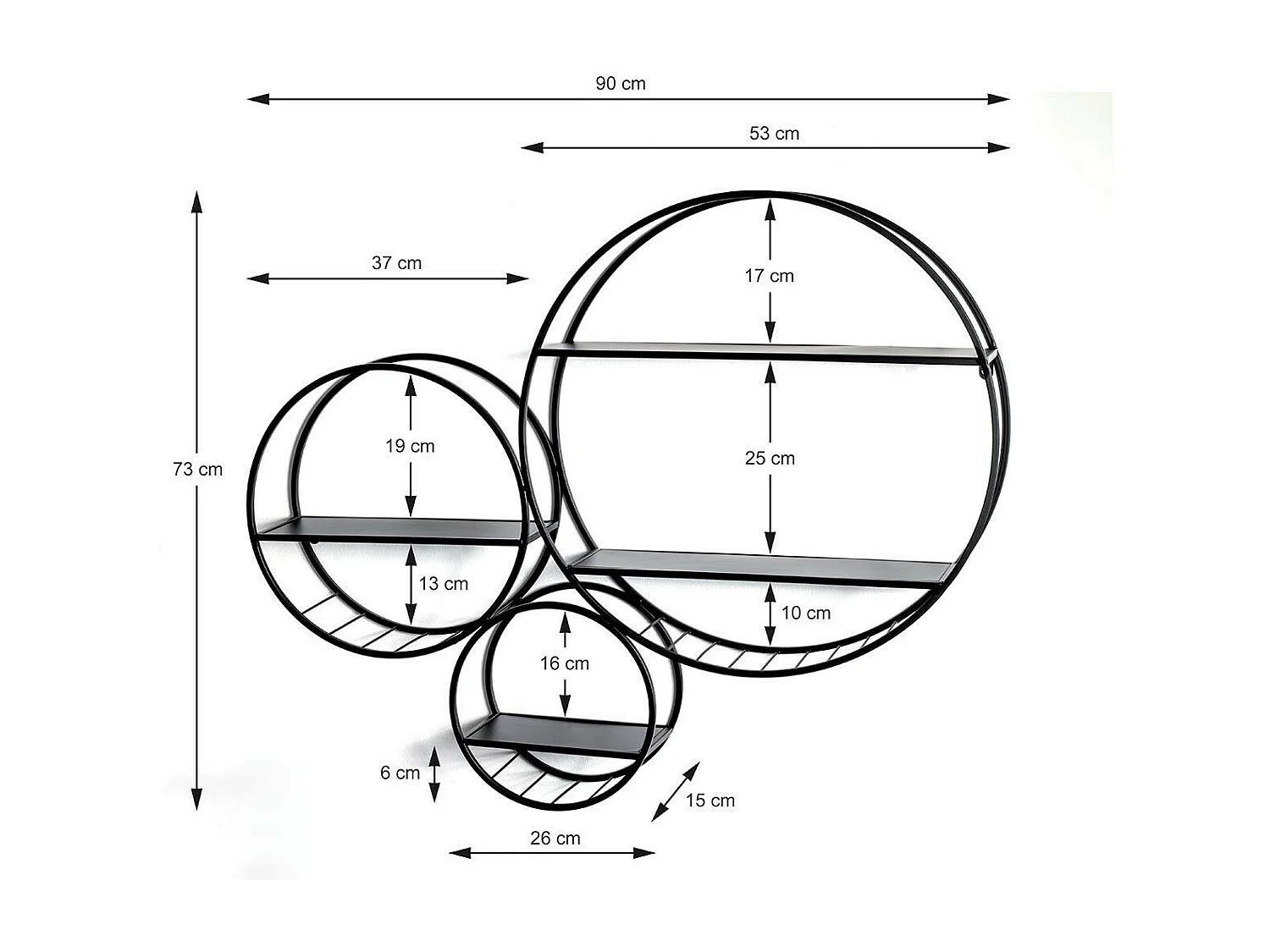Étagère Murale Design "Tokyo" 90cm Noir