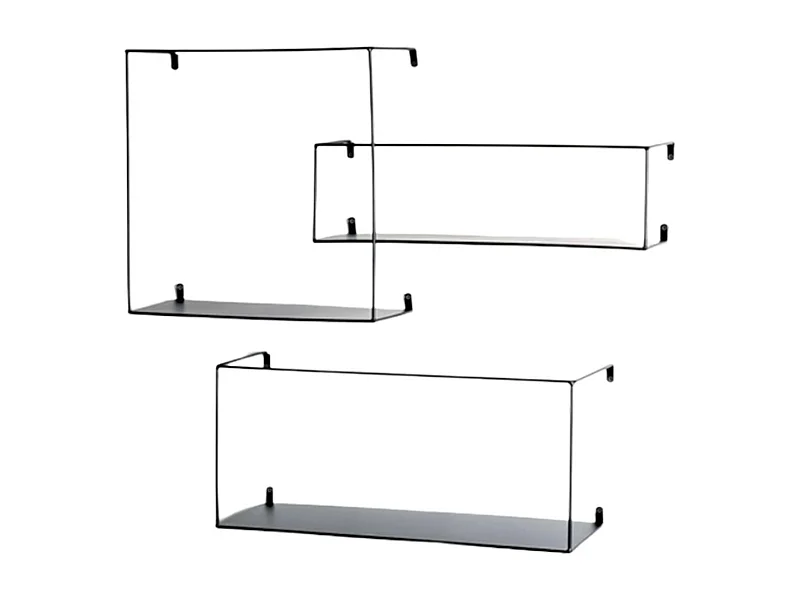 Lot de 3 Étagères Murales Déco "Chiba" 55cm Noir