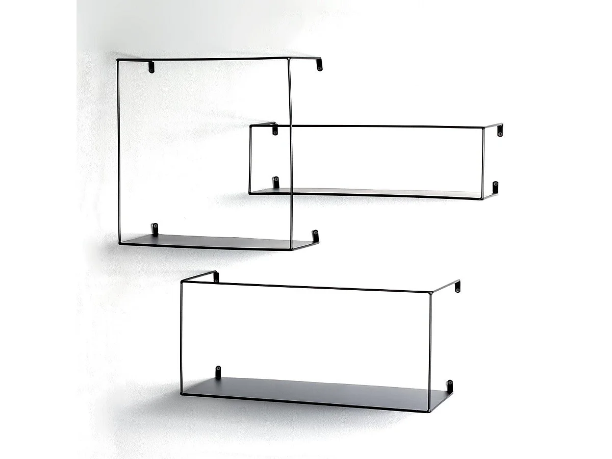 Lot de 3 Étagères Murales Déco "Chiba" 55cm Noir
