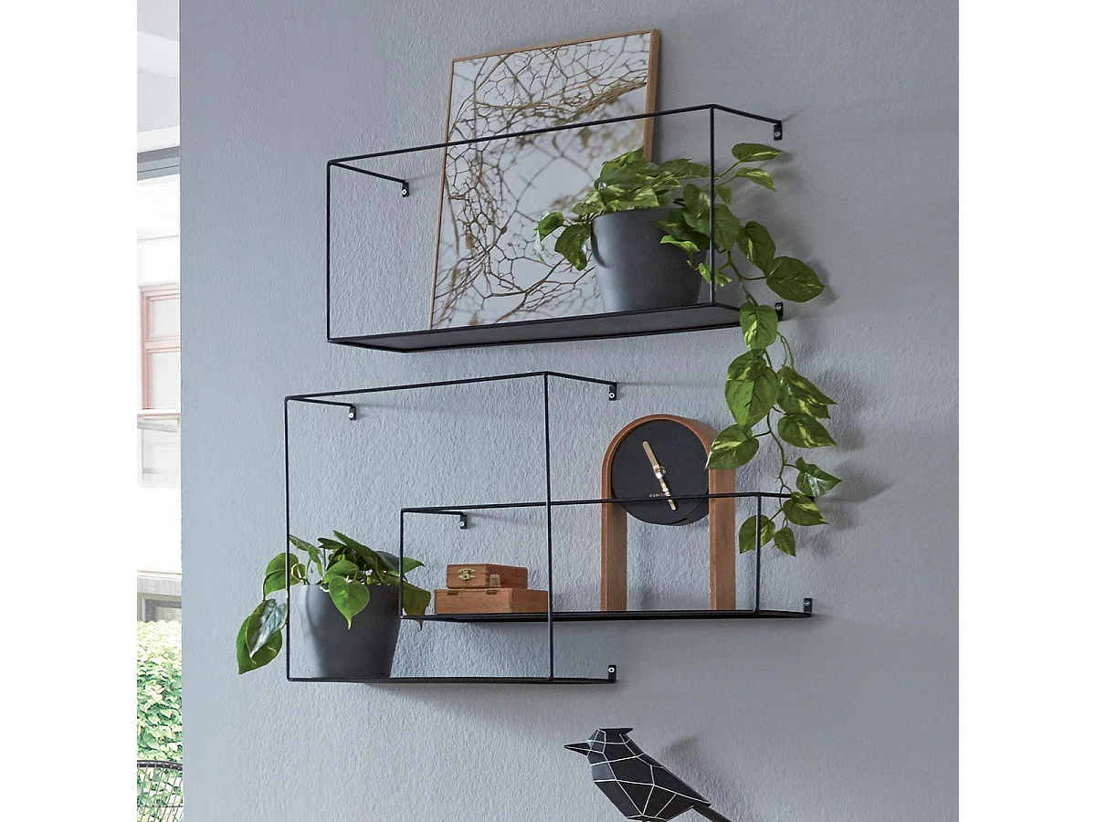 Lot de 3 Étagères Murales Déco "Chiba" 55cm Noir