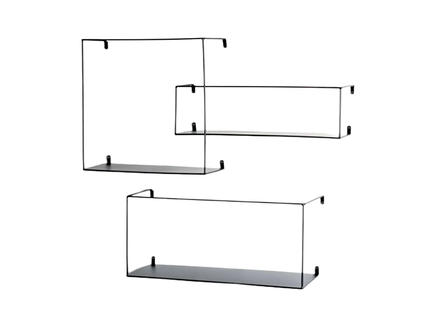 Lot de 3 Étagères Murales Déco "Chiba" 55cm Noir