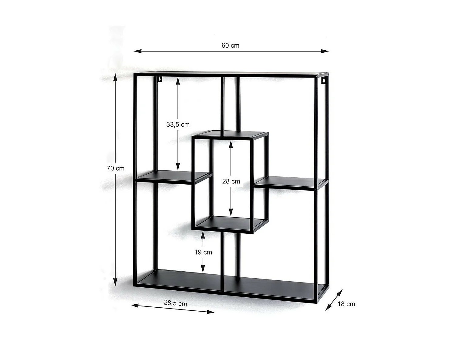 Étagère Murale Design "Tybia" 70cm Noir