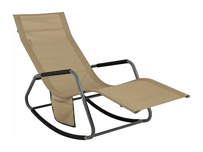 SoBuy OGS47-KA Fauteuil à Bascule Adulte, Chaise Longue, Transat Relaxation Ergonomique avec Pochette Latérale | Prévente