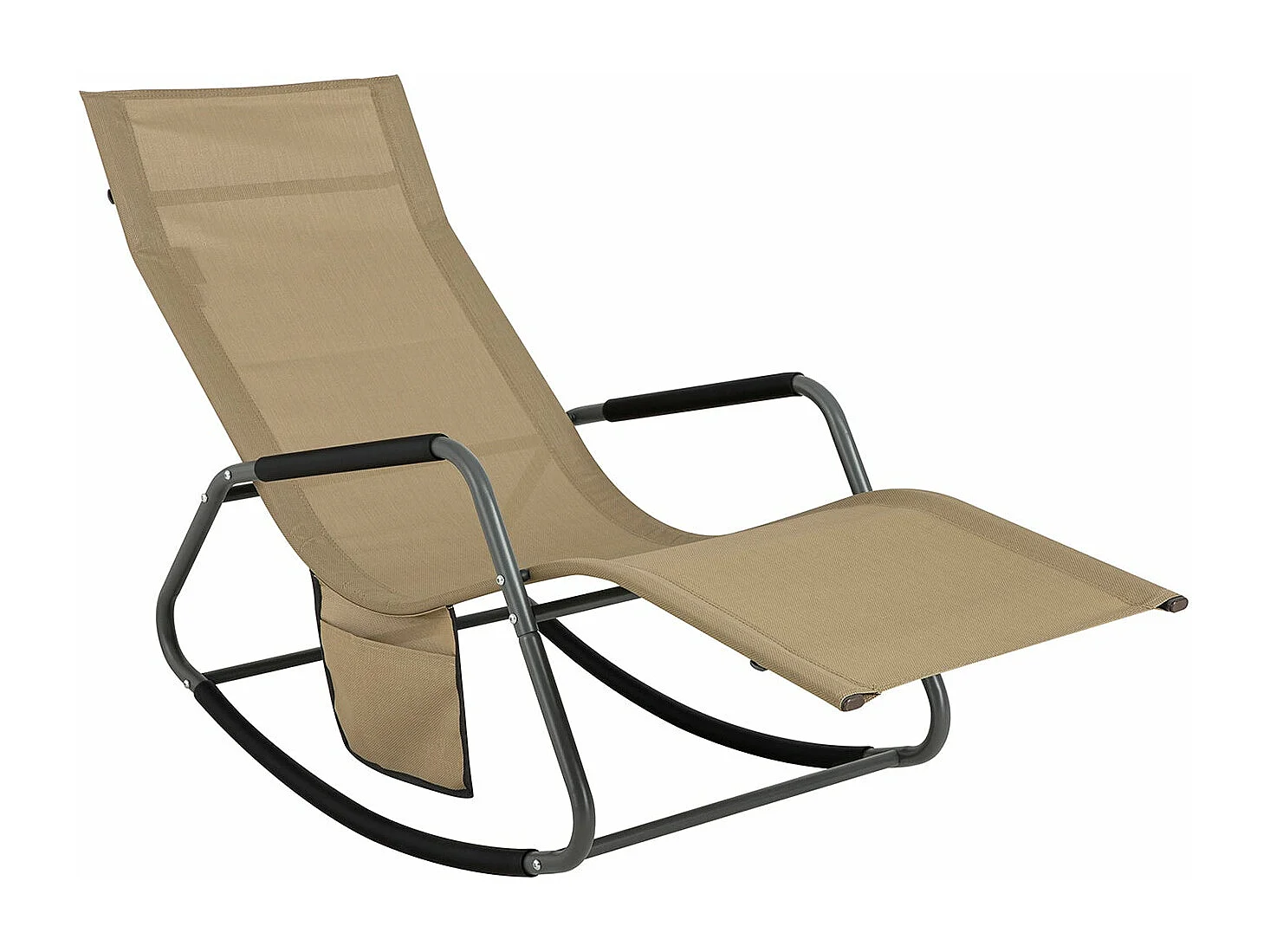 SoBuy OGS47-KA Schommelstoel Relaxstoel Ligstoel Lounge Chair Tuinstoel Zonnebaden - met Zijtas en Voetensteun - Draagvermogen 120 kg