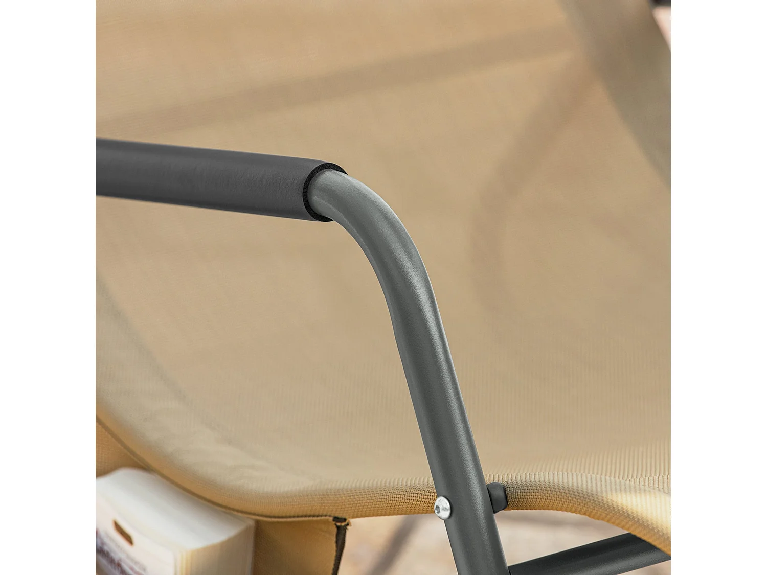 SoBuy OGS47-KA Schommelstoel Relaxstoel Ligstoel Lounge Chair Tuinstoel Zonnebaden - met Zijtas en Voetensteun - Draagvermogen 120 kg