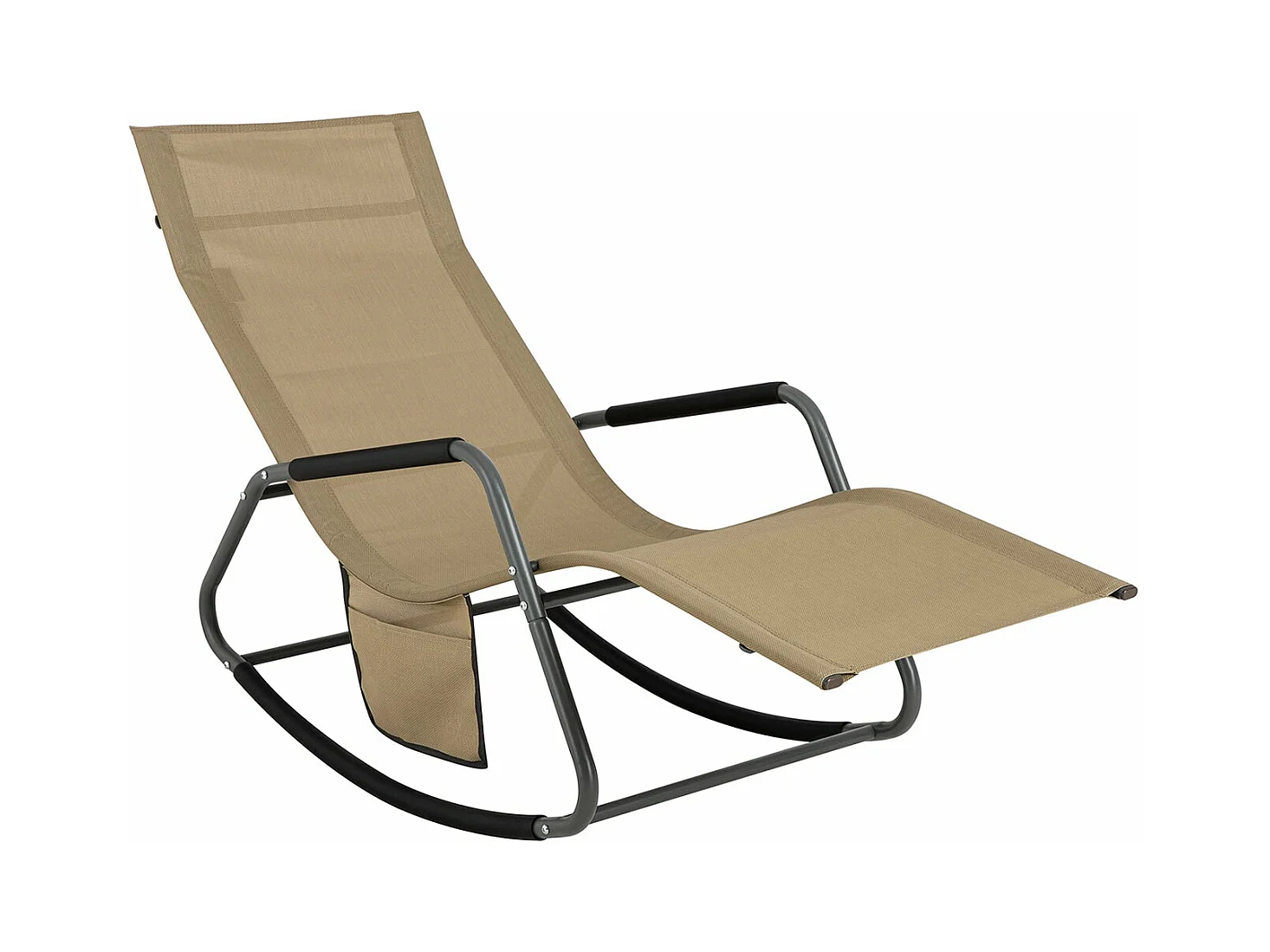 SoBuy OGS47-KA Fauteuil à Bascule Adulte, Chaise Longue, Transat Relaxation Ergonomique avec Pochette Latérale | Prévente