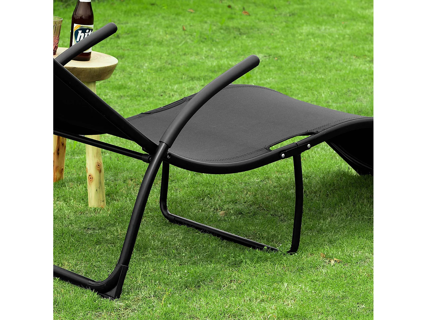 Gartenliege OGS45-SCH 60 x 69 x 173 cm Schwarz