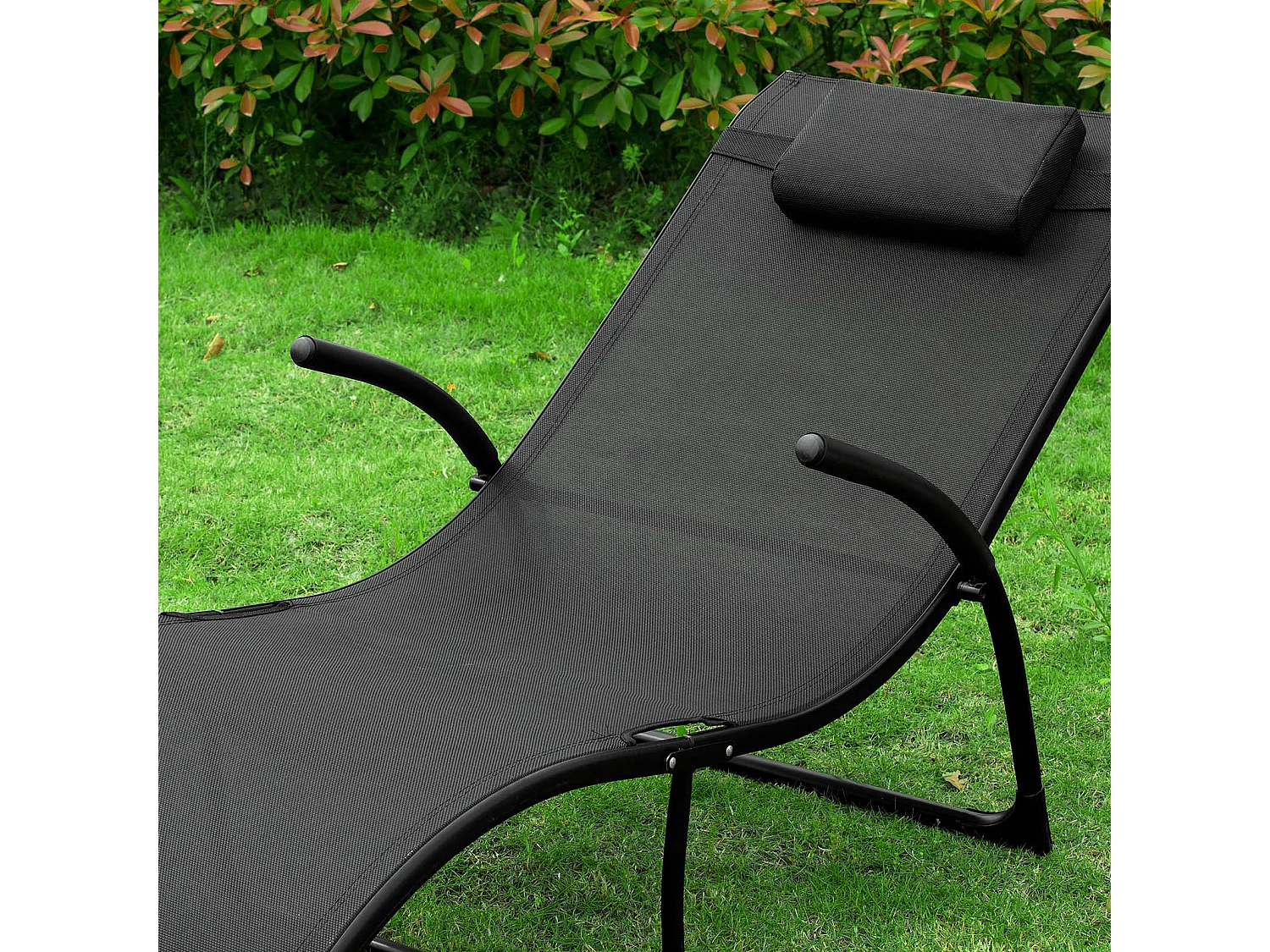 Gartenliege OGS45-SCH 60 x 69 x 173 cm Schwarz