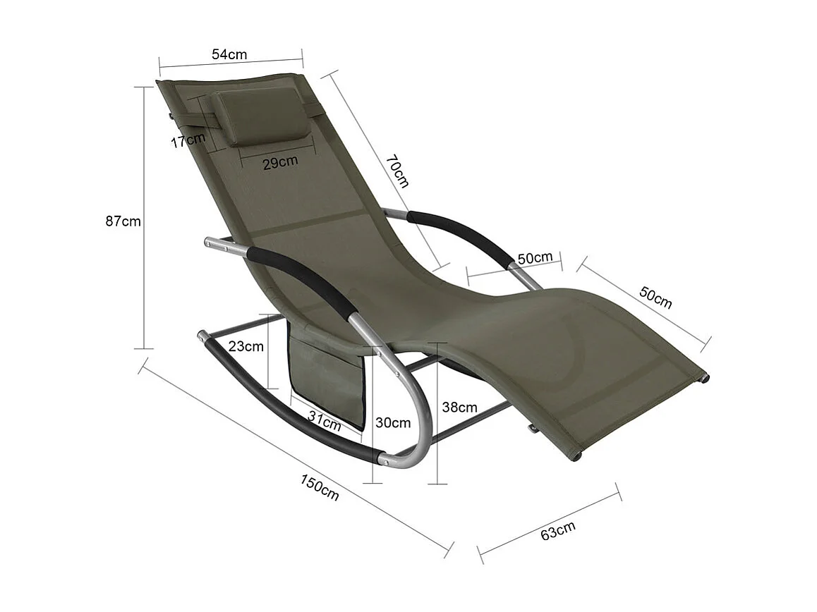 SoBuy OGS28-BR Comfortabele ligstoel Swingstoel Schommelligstoel Zonnebed - Tuin - Terras - Bruin
