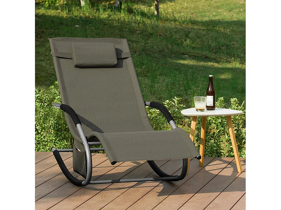 Bain de Soleil Chaise Longue Fauteuil à Bascule avec Appui,SoBuy OGS28-BR
