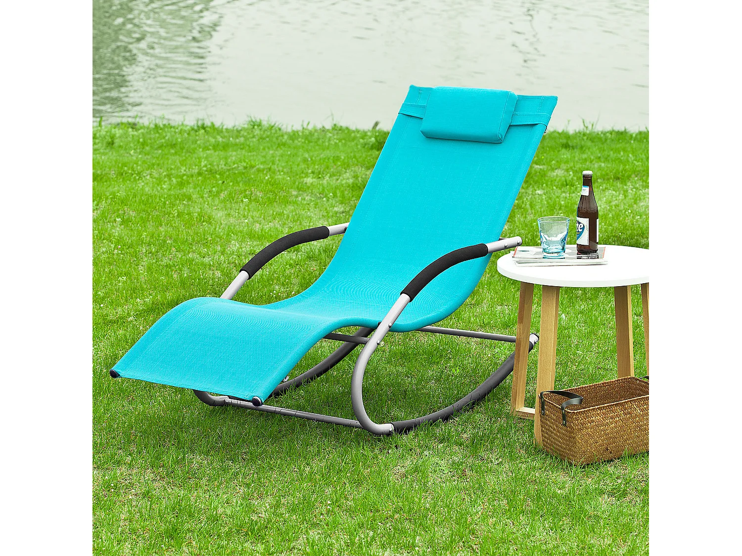 Gartenliege OGS28-HB 62 x 86 x 158 cm Türkis