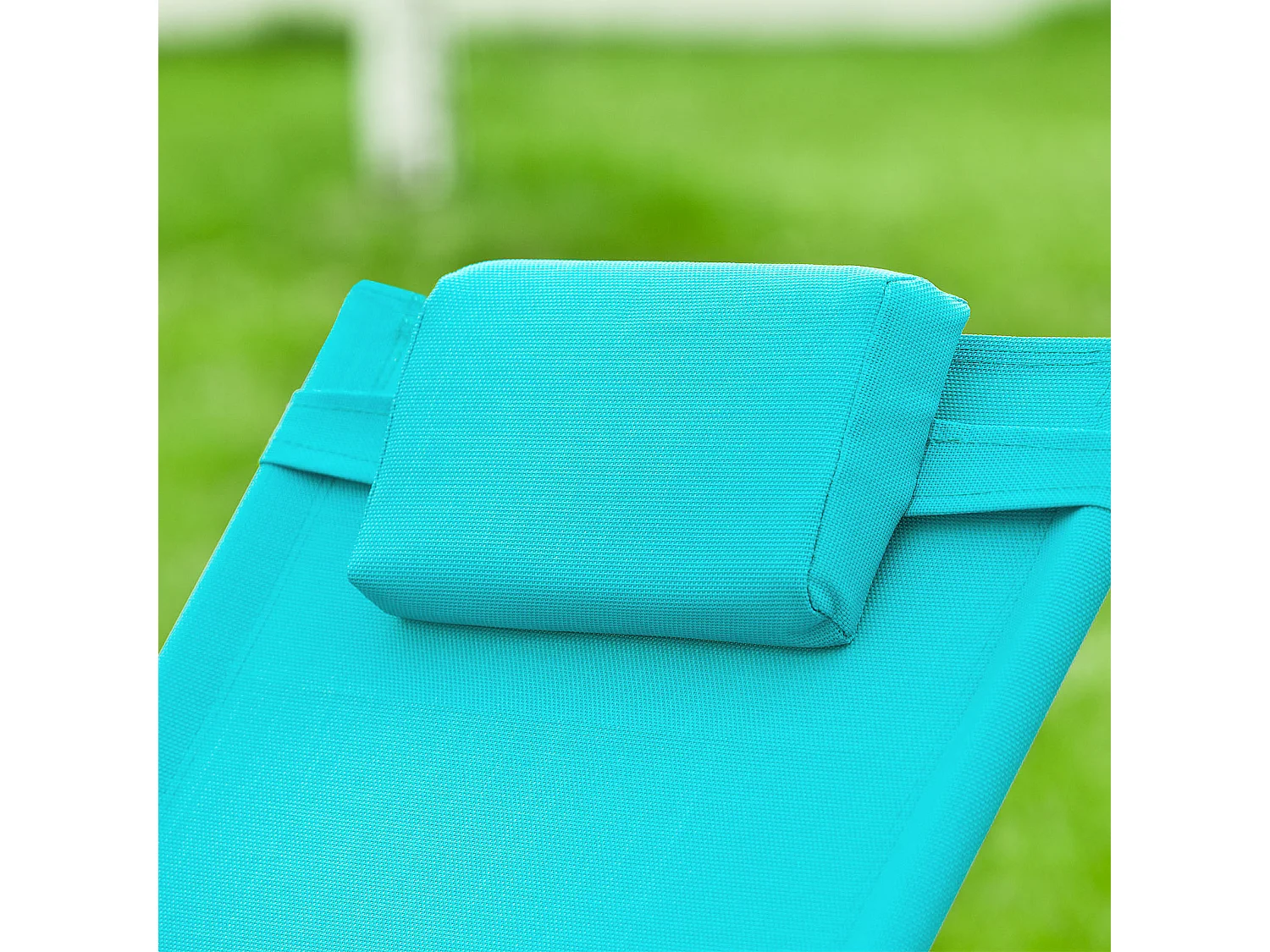 SoBuy Chaise Longue Transat de Jardin Bascule avec Appui-Tête Réglable, Pochette de Rangement et Repose-Pieds, Plage, OGS28-HB