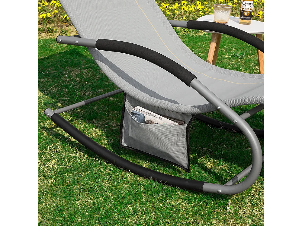 SoBuy OGS28-HG Comfortabele ligstoel Swingstoel Schommelligstoel Zonnebed - Tuin - Terras - Grijs