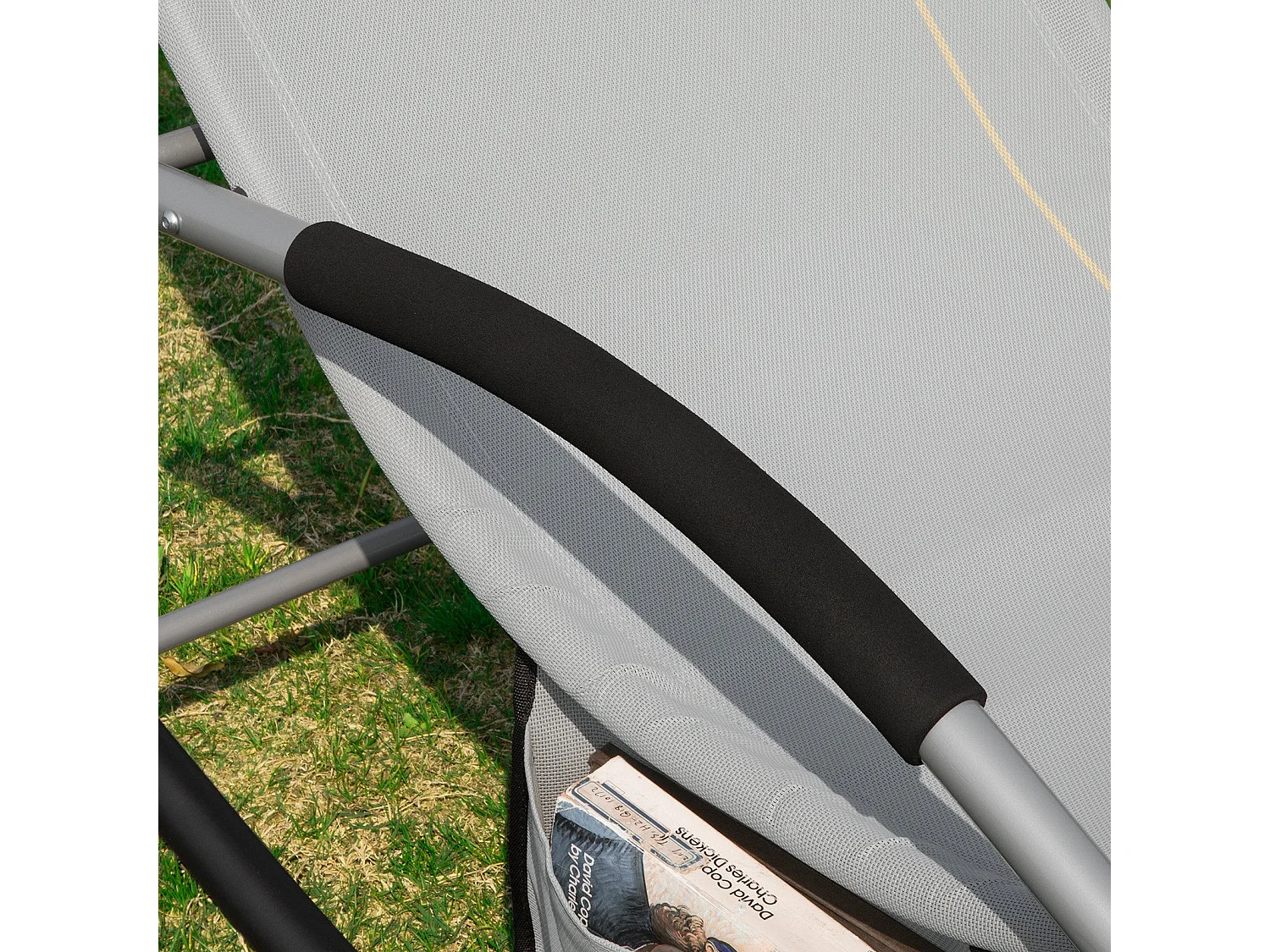 SoBuy OGS28-HG Comfortabele ligstoel Swingstoel Schommelligstoel Zonnebed - Tuin - Terras - Grijs