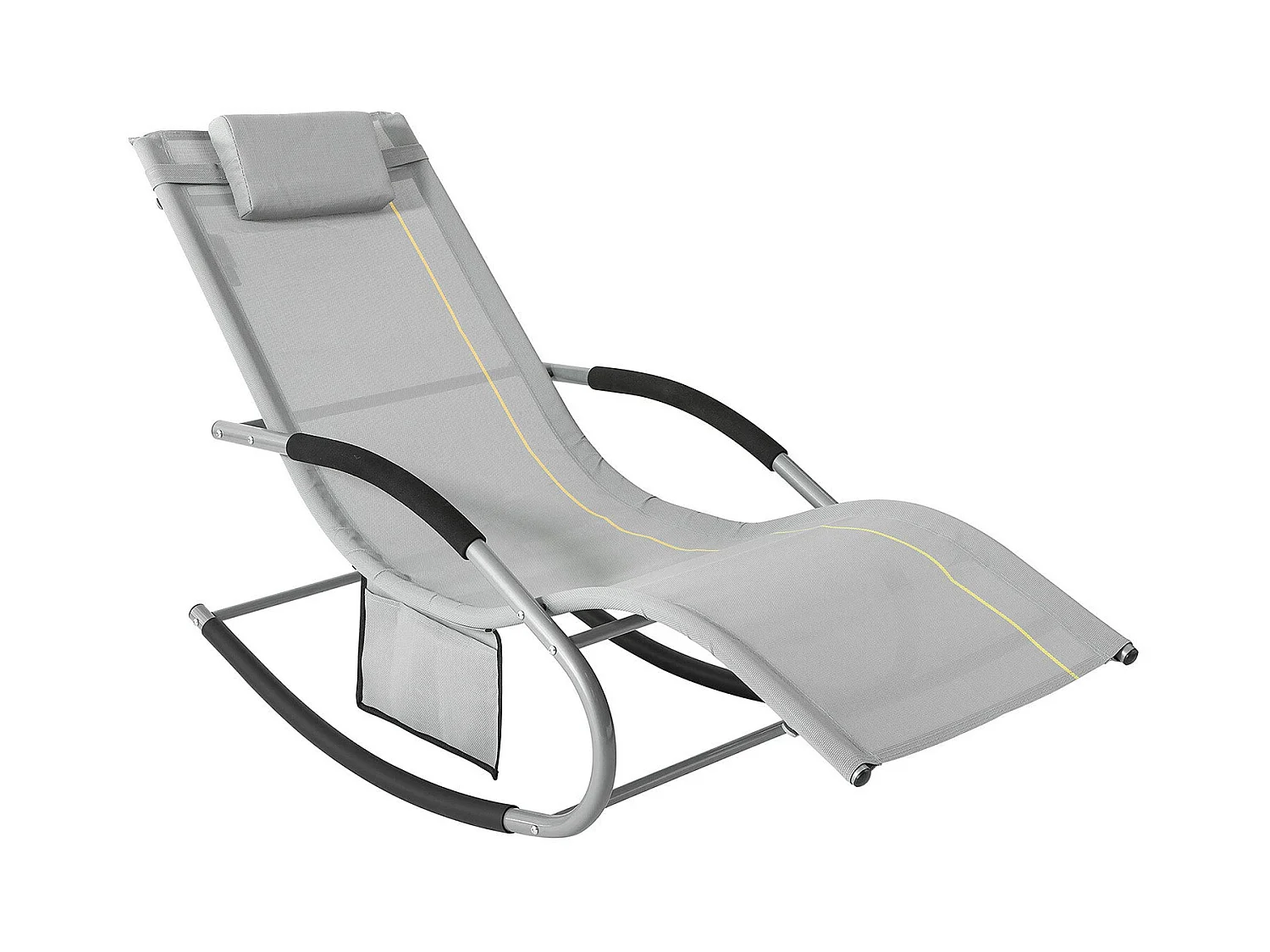 Bain de Soleil Chaise Longue Fauteuil à Bascule avec Appui-tête et Pochette latérale et Repose-Pieds Transat de Jardin Rocking Chair,SoBuy OGS28-HG