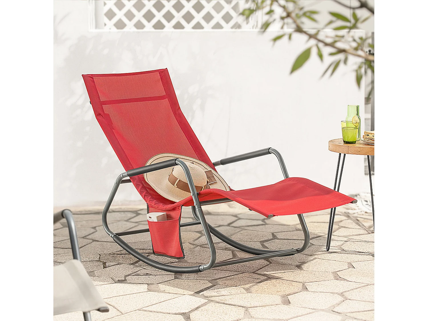 Gartenliege OGS47-R 145 x 84 x 57 cm Rot