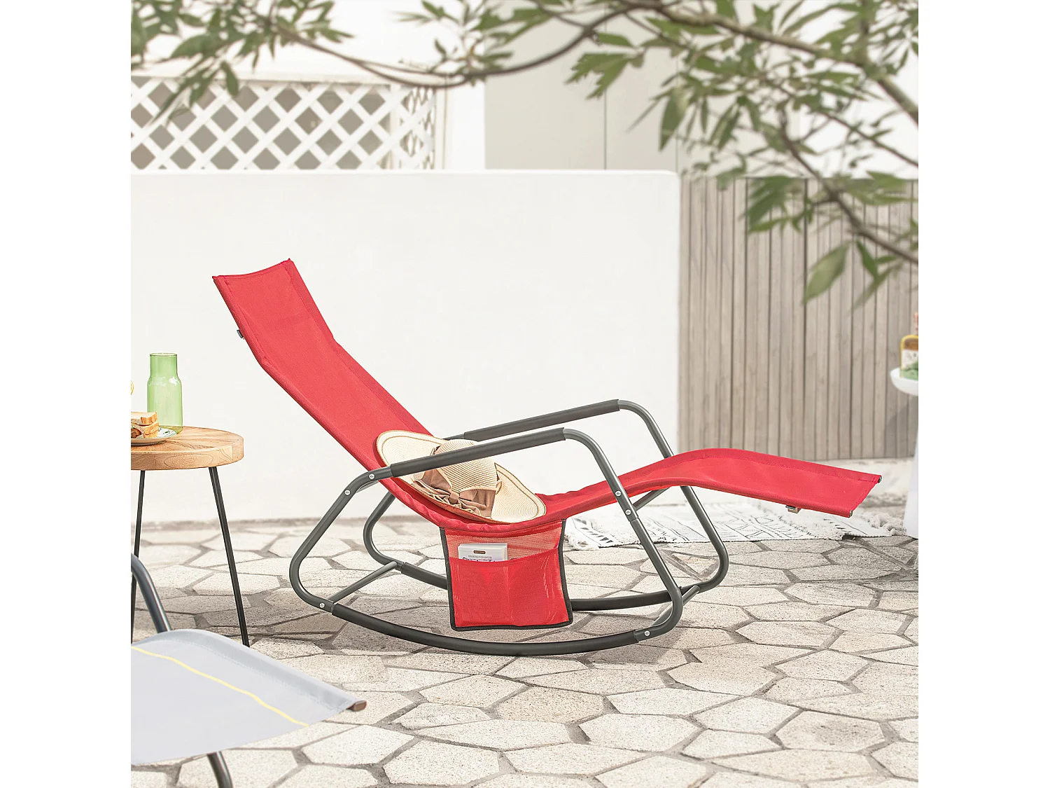 Gartenliege OGS47-R 145 x 84 x 57 cm Rot