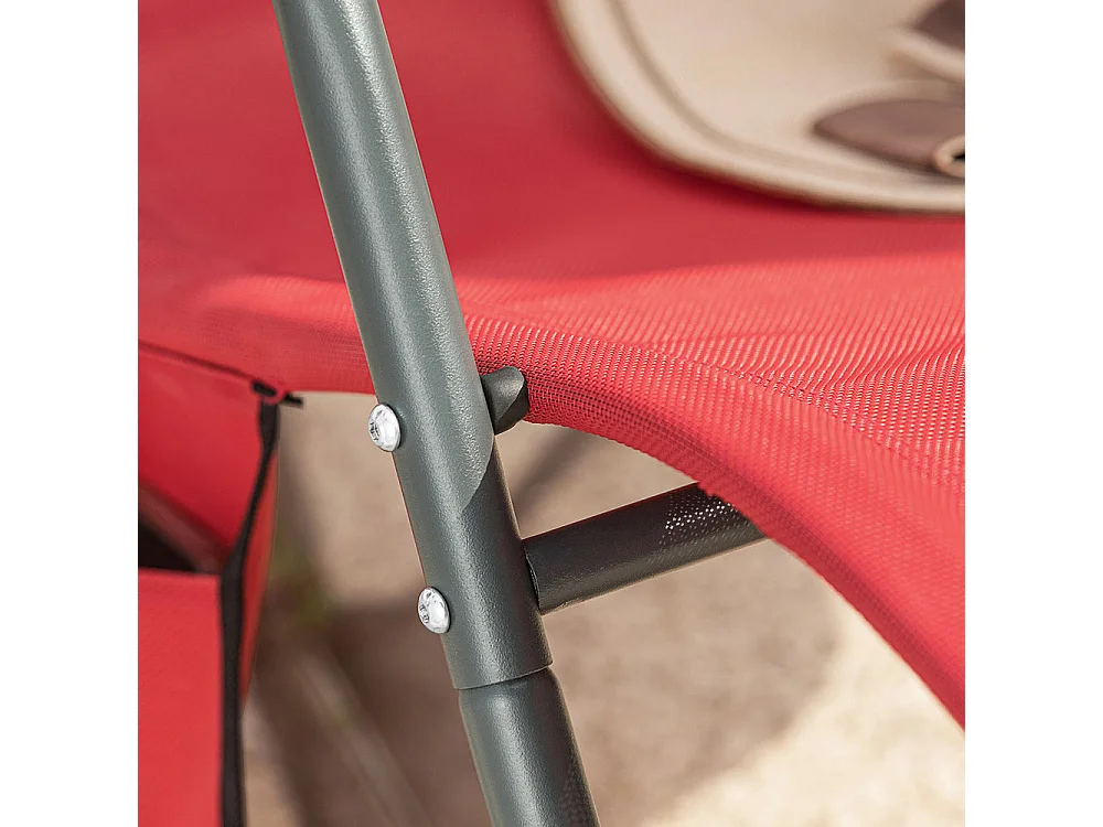 SoBuy OGS47-MS Schommelstoel Relaxstoel Ligstoel Lounge Chair Tuinstoel Zonnebaden - met Zijtas en Voetensteun - Draagvermogen 150 kg