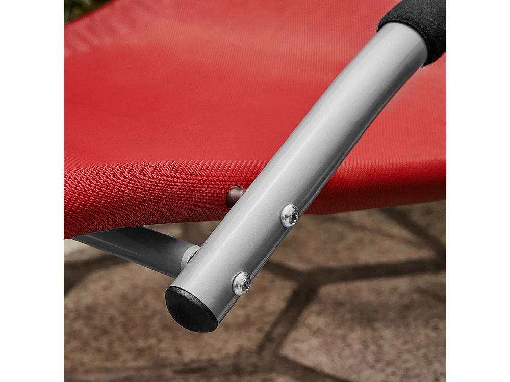 SoBuy OGS38-R Ligstoel Tuin Lounger Relaxstoel Schommelligstoel Zonnebed met Kussen Rood
